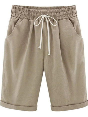 Ležerne kratke ženske kratke hlače za plažu Jednobojne uzice s elastičnim džepovima u struku Kratke hlače Ženske ljetne kratke hlače visokog struka za odmor