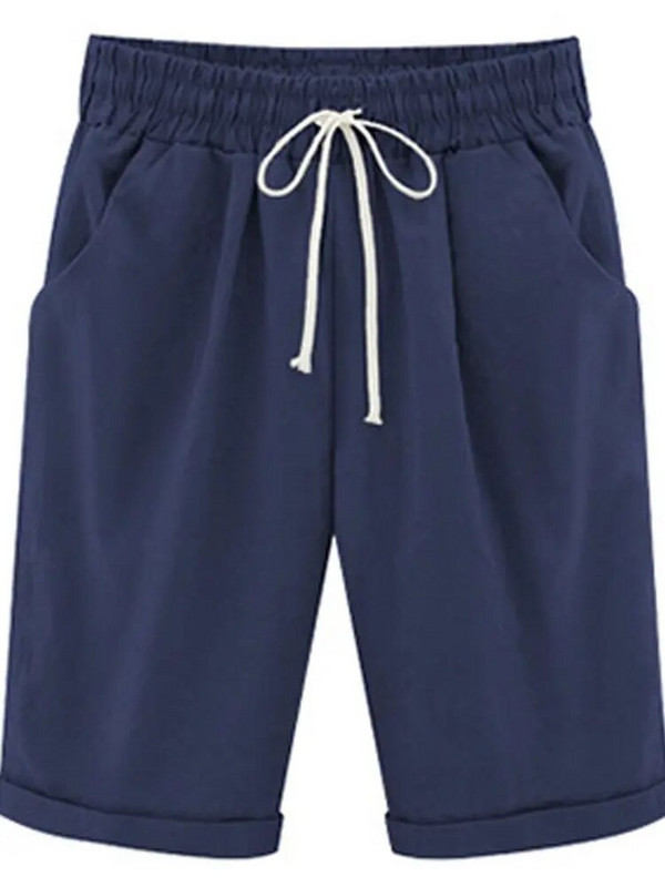 Ležerne kratke ženske kratke hlače za plažu Jednobojne uzice s elastičnim džepovima u struku Kratke hlače Ženske ljetne kratke hlače visokog struka za odmor