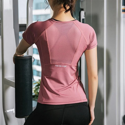 Tricouri de vară pentru femei, slim fit pentru sport, fitness, yoga, cu mânecă scurtă, top pentru yoga, plasă, cămașă pentru gimnastică, îmbrăcăminte sport