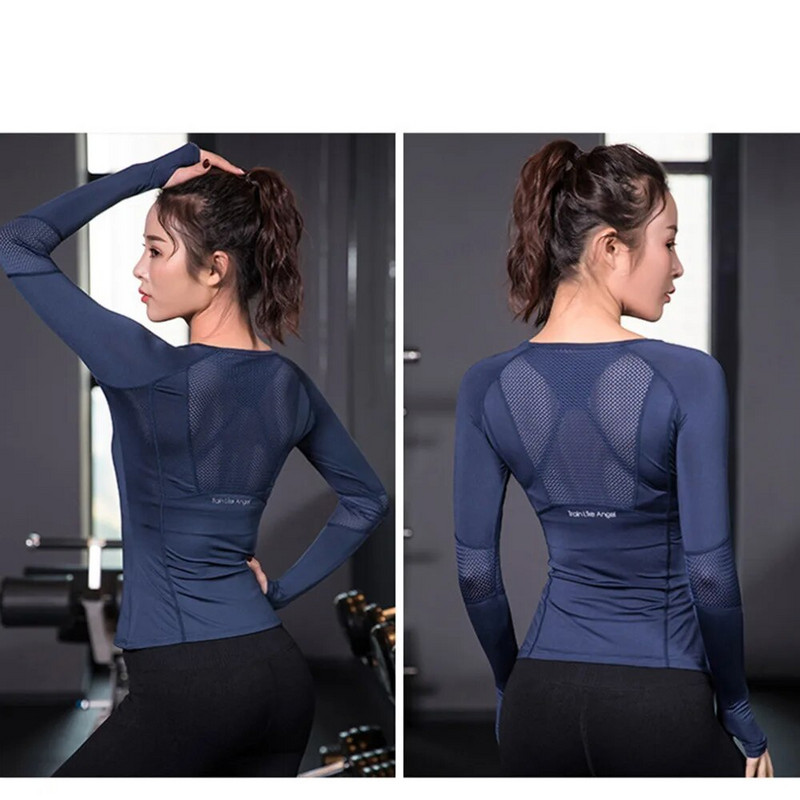 Γυναικεία αθλητικά ρούχα για γυμναστήριο Γυναικεία μπλουζάκι με μακρυμάνικο γυμναστήριο Γυναικείο αθλητικό πουκάμισο γιόγκα Top γυναικείο μπλουζάκι προπόνησης