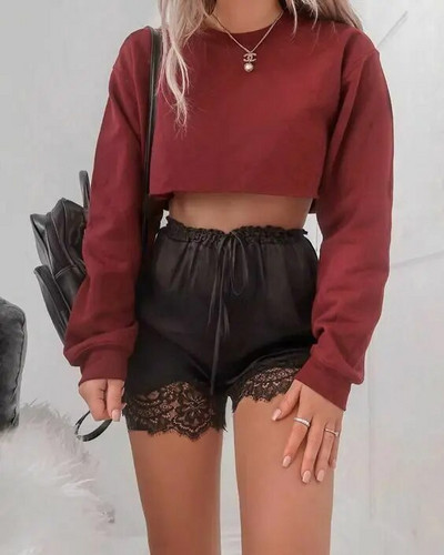 2022 noi hanorace cu mânecă lungă pentru femei Crop tops primăvară toamnă solid casual pulover largi Cămăși pentru femei camisetas hanorace Top