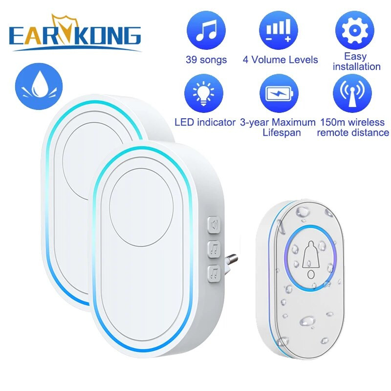 Αδιάβροχο ασύρματο κουδούνι πόρτας Home Welcome Smart Door Bell 300m Remote Smart Bell Chime EU UK US Plug Προαιρετικό