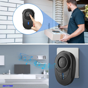 Sectyme Intellige Wireless Doorbell Outdoor Waterproof Smart Door Door Bell EU Plug 48 Chords LED Flash Συναγερμός ασφαλείας σπιτιού
