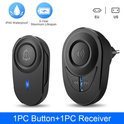 Sectyme Intellige Wireless Doorbell Outdoor Waterproof Smart Door Door Bell EU Plug 48 Chords LED Flash Συναγερμός ασφαλείας σπιτιού