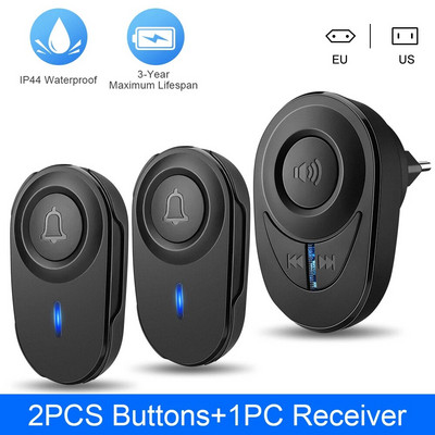 Sectyme Intellige Wireless Doorbell Outdoor Waterproof Smart Door Door Bell EU Plug 48 Chords LED Flash Συναγερμός ασφαλείας σπιτιού