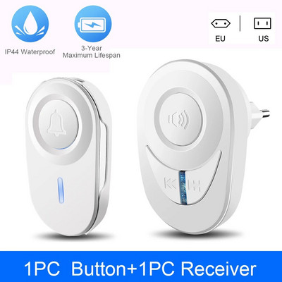 Sectyme Intellige Wireless Doorbell Outdoor Waterproof Smart Door Door Bell EU Plug 48 Chords LED Flash Συναγερμός ασφαλείας σπιτιού