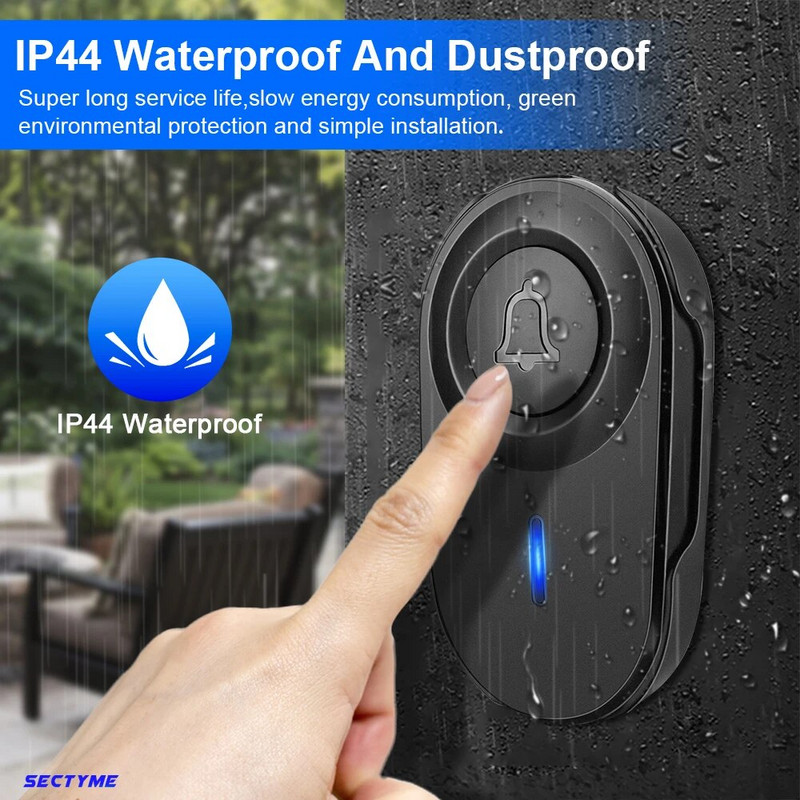 Sectyme Intellige Wireless Doorbell Outdoor Waterproof Smart Door Door Bell EU Plug 48 Chords LED Flash Συναγερμός ασφαλείας σπιτιού
