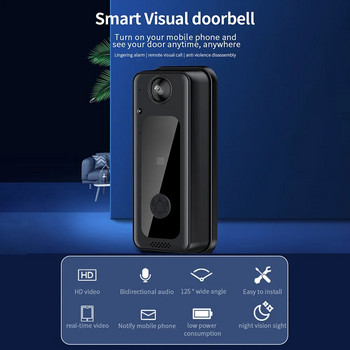 Κάμερα WIFI Doorbell με ευρυγώνιο οπτικό κουδούνι 125° Έξυπνο βίντεο Doorbell HD Video Night Vision Υποστηρίζει κάρτα SD αποθήκευσης cloud