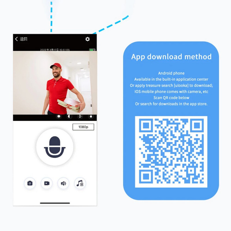 WIFI uksekellakaamera koos 125° lainurkse visuaalse kellaga nutika video uksekella HD-videoga öönägemine toetab pilvmälu SD-kaarti