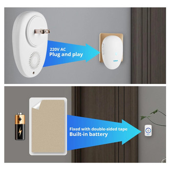 KERUI M521 Wireless Doorbell Outdoor 57 Song 300M Range Smart Bell Bell Ring 433MHz Αδιάβροχο κουμπί Plug and Play