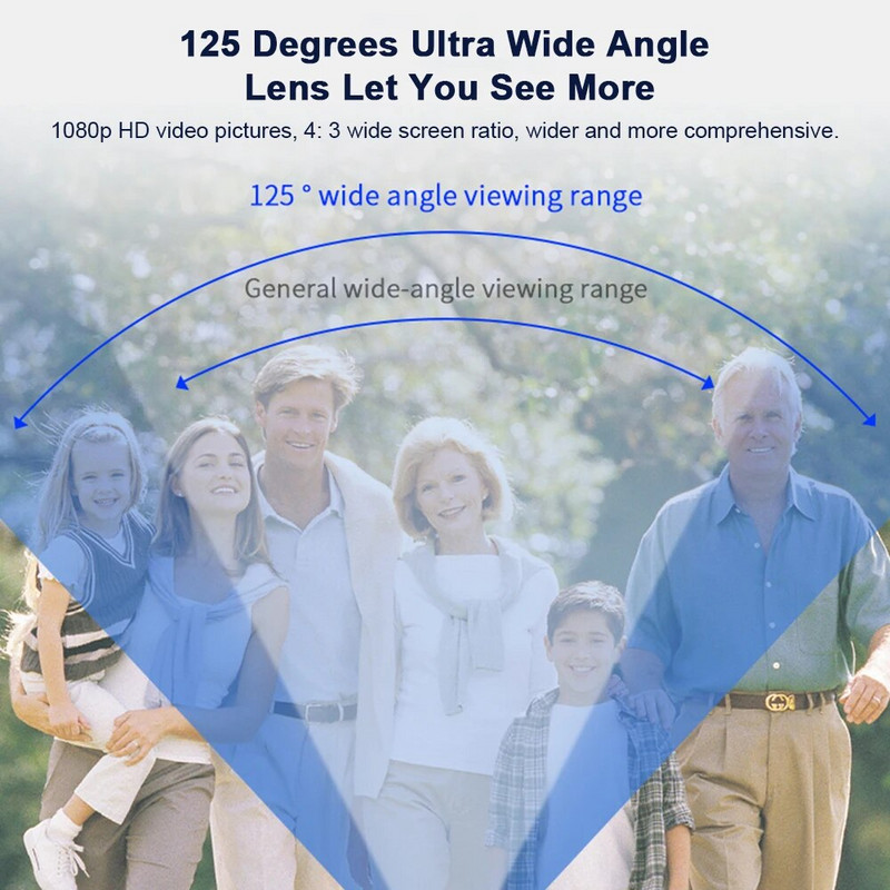 Κάμερα WiFi Doorbell με ευρυγώνιο οπτικό κουδούνι 125° Έξυπνο βίντεο Doorbell Video Night Vision Υποστηρίζει κάρτα SD αποθήκευσης Cloud