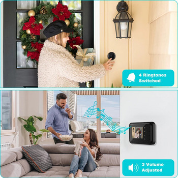 Sectyme Smart Peephole Doorbell Camera 2,4 ιντσών Auto Record Electronic Ring IR Night Vision Video Doorbell Home Viewer Peephole