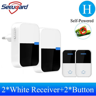 Bezdrôtový zvonček, vonkajší uvítací zvonček, zvonček, hudobná melódia, pripomienka, inteligentný domáci bezpečnostný alarm, zástrčka EÚ, Spojené kráľovstvo, USA