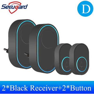 Bezdrôtový zvonček, vonkajší uvítací zvonček, zvonček, hudobná melódia, pripomienka, inteligentný domáci bezpečnostný alarm, zástrčka EÚ, Spojené kráľovstvo, USA