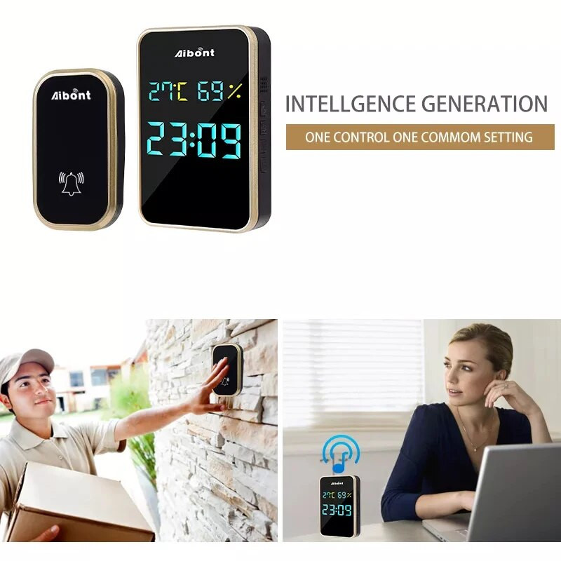 Juhtmevaba uksekell Akut pole vaja Isetoitega uksekella komplektid Kodu kineetiline helinaga uksekell