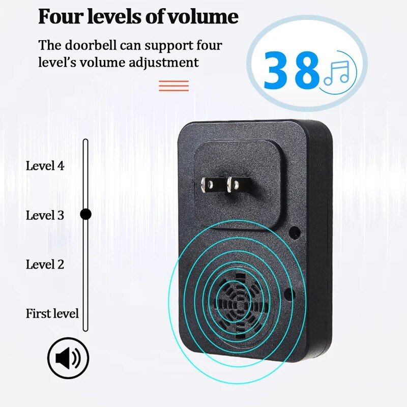 Juhtmevaba uksekell Akut pole vaja Isetoitega uksekella komplektid Kodu kineetiline helinaga uksekell