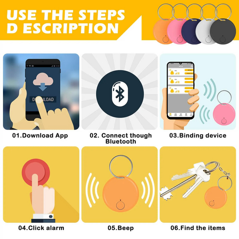 Mini GPS Tracker Bluetooth Anti-Lost Device Portable Kids Wallet Tracking for IOS/Android Smart Finder Locator Accessories