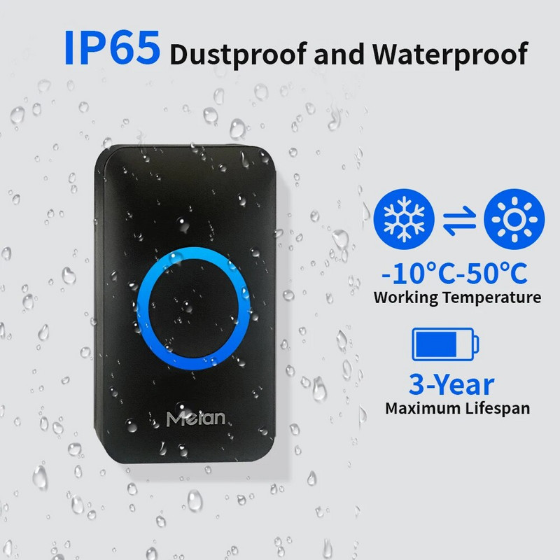 iAlarm Smart Doorbell Ασύρματο Κουδούνι ασφαλείας IP65 Αδιάβροχο Outdoor Door Bell 60 Songs 5 ρυθμιζόμενο κιτ ηχητικής έντασης