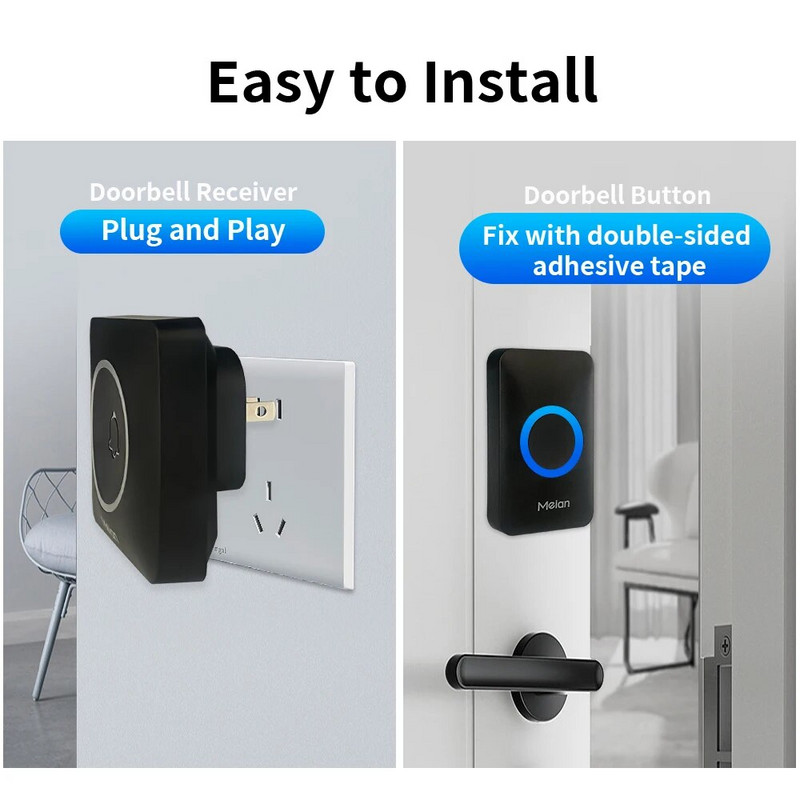 iAlarm Smart Doorbell Ασύρματο Κουδούνι ασφαλείας IP65 Αδιάβροχο Outdoor Door Bell 60 Songs 5 ρυθμιζόμενο κιτ ηχητικής έντασης