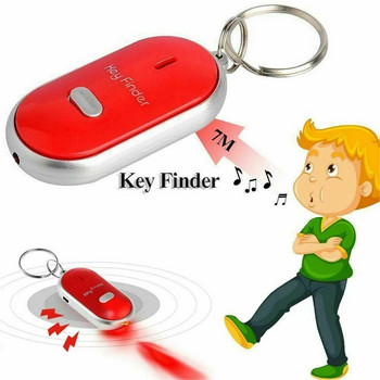 Mini Whistle Anti Lost KeyFinder Alarm Портфейл Pet Tracker Smart Flashing Beeping Remote Locator Keychain Tracer Key Finder + LED