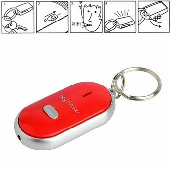 Mini Whistle Anti Lost KeyFinder Alarm Wallet Pet Tracker Έξυπνο που αναβοσβήνει Beeping Remote Locator Keychain Tracer Key Finder + LED