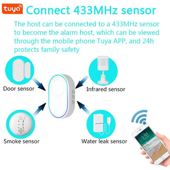 Ασύρματο WiFi Doorbell Tuya Έξυπνο Σύστημα Συναγερμού Ασφαλείας Σπίτι Σύνδεση Λειτουργία ειδοποίησης ανιχνευτή 433MHz Καλωσόρισμα Κιτ φώτων LED κουδουνιού πόρτας