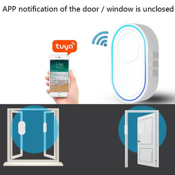 Безжичен WiFi звънец Tuya Интелигентна домашна охранителна алармена система Свържете 433MHz детектор Режим на предупреждение Welcome Doorbell LED Lights Kit
