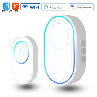 Sonerie wireless WiFi Tuya Sistem de alarmă de securitate pentru casă inteligentă Conectare 433MHz Detector Modul alertă Bun venit Kit de lumini LED pentru sonerie