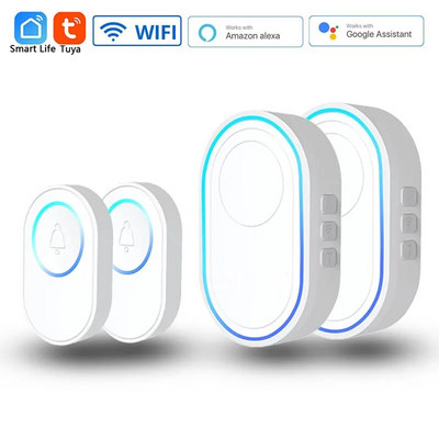 Sonerie wireless WiFi Tuya Sistem de alarmă de securitate pentru casă inteligentă Conectare 433MHz Detector Modul alertă Bun venit Kit de lumini LED pentru sonerie