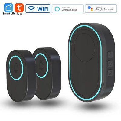 Sonerie wireless WiFi Tuya Sistem de alarmă de securitate pentru casă inteligentă Conectare 433MHz Detector Modul alertă Bun venit Kit de lumini LED pentru sonerie