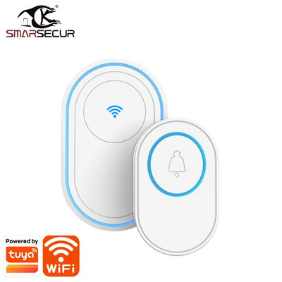 Tuya WiFi Интелигентен безжичен звънец Home Welcome Doorbell Водоустойчив дистанционно Smart Door Bell Chime EU UK US Plug Optional