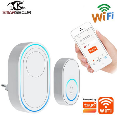 Tuya WiFi Sonerie inteligentă fără fir pentru acasă Sonerie de bun venit Telecomandă impermeabilă Sonerie inteligentă pentru ușă Sonerie UE Regatul Unit US Plug Opțional