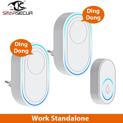 Tuya WiFi Sonerie inteligentă fără fir pentru acasă Sonerie de bun venit Telecomandă impermeabilă Sonerie inteligentă pentru ușă Sonerie UE Regatul Unit US Plug Opțional