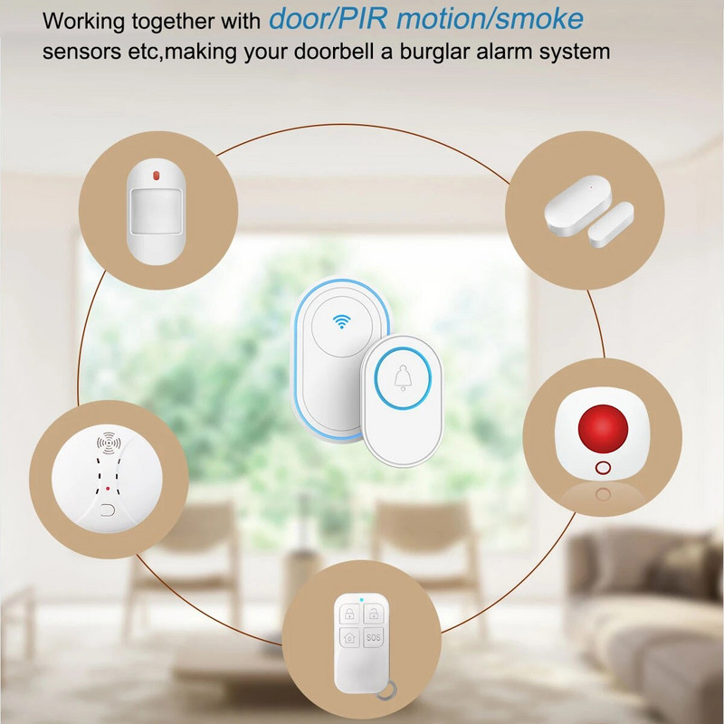 Tuya WiFi Inteligentný bezdrôtový zvonček Domov Vitajte Zvonček Vodotesný diaľkový inteligentný zvonček Zvonček EÚ UK US Zásuvka Voliteľné