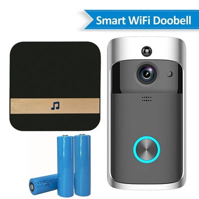 V5 WiFi videozvonček s kamerou na zvonenie, batériový hlasový interkom s nočným videním, bezdrôtová domáca bezpečnostná kamera