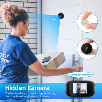 Sectyme LCD οθόνη 2,8 ιντσών Ψηφιακό ματάκι με κουδούνι πόρτας ευρυγώνιο 90° Κάμερα ματιών παρακολούθησης πόρτας Κάμερα ασφαλείας σπιτιού