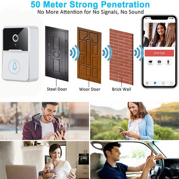 HD Video Door Bell Ασύρματη WiFi Doorbell Camera Αδιάβροχη Smart Wireless Doorbell Outdoor with Camera Night Vision