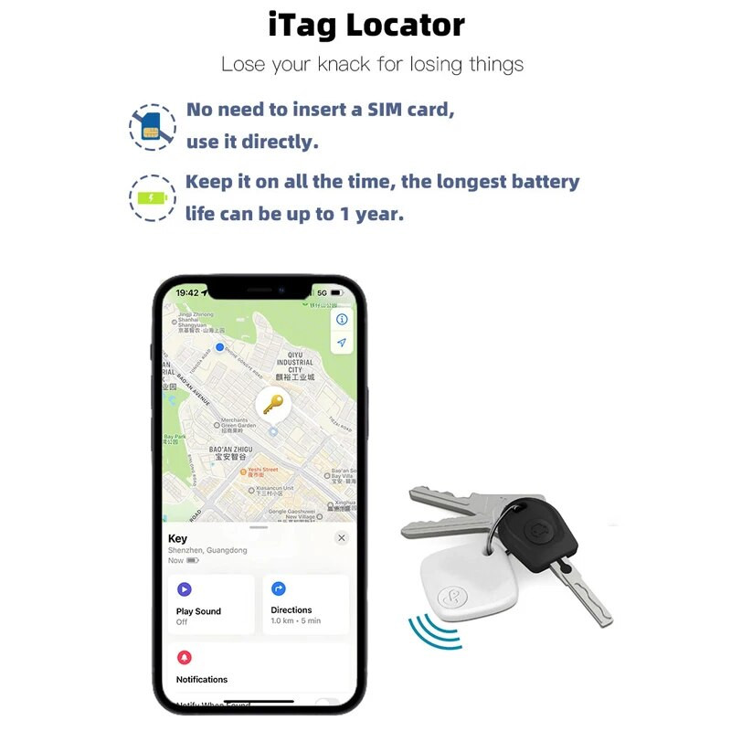Mini sekimo įrenginys, skirtas Apple Find My Key Smart Tag Child Finder Pet Car Lost Tracker Smart Bluetooth GPS Tracker IOS sistema