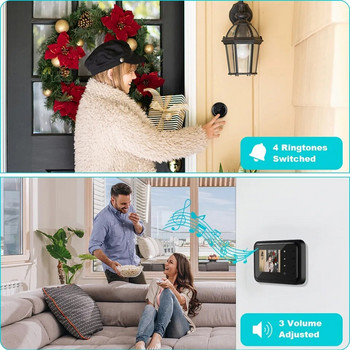 Camluxy Video Peephole Doorbell Camera 2.4 Inch Screen IR Night Vision Door Bell Smart Home Safety Video-eye Monitor Viewer
