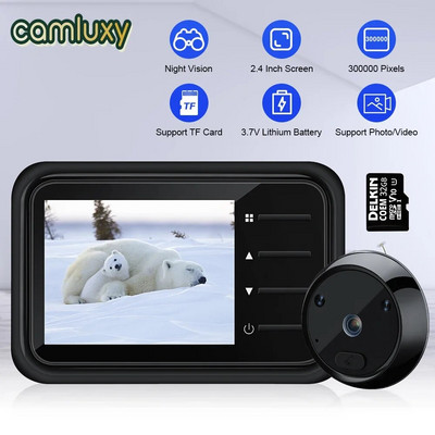 Camluxy Video Peephole Doorbell Kamera 2.4 inčni zaslon IR Night Vision Zvono za vrata Pametna kućna sigurnost Video-eye Monitor Viewer