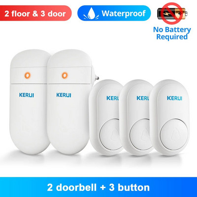 KERUI M518 Wireless Doorbell Self Power Generation 52 Songs Smart Home Security Welcome Chimes Door Bell Mini Light LED