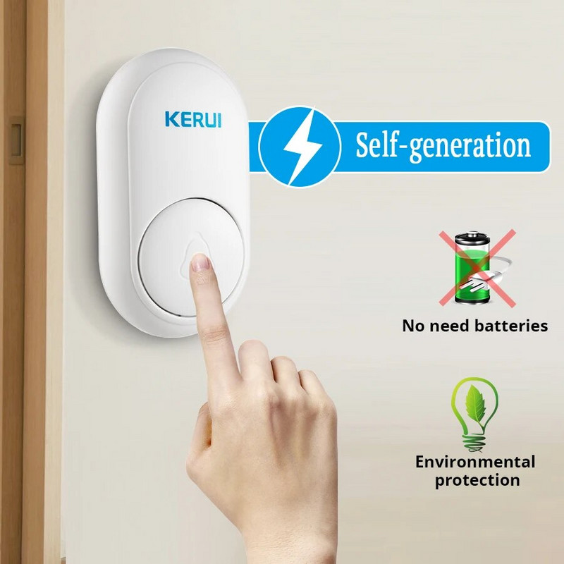 KERUI M518 Wireless Doorbell Self Power Generation 52 Songs Smart Home Security Welcome Chimes Door Bell Mini Light LED