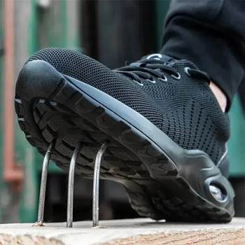 Работни защитни обувки с въздушна възглавница за мъже, жени, дишащи работни маратонки, обувки със стоманени пръсти Защитна обувка против пробиване
