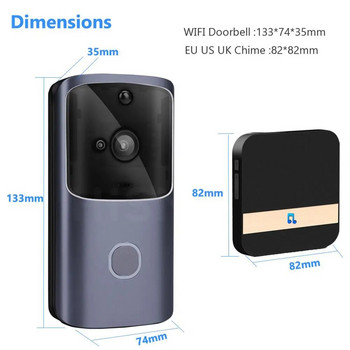 M10 Smart HD 720p 2.4G безжична Wifi видеокамера за звънец Визуален домофон за нощно виждане Ip Безжична охранителна камера за звънец