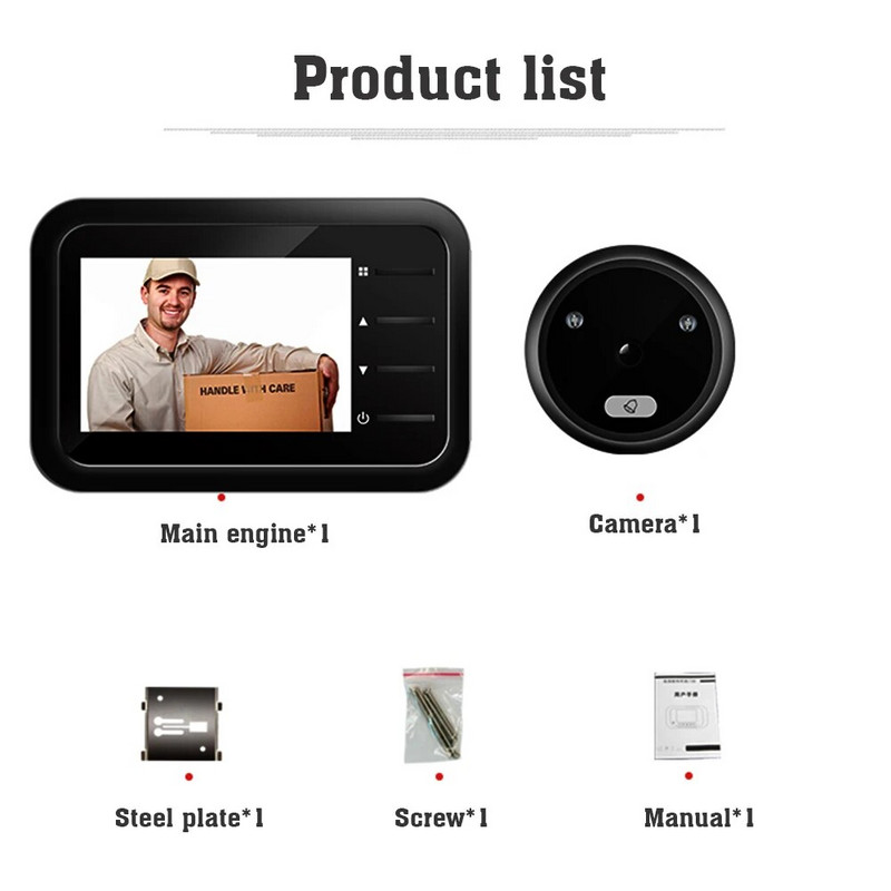 WiFi Doorbell Door Viewer Κάμερα ματάκι πόρτας με ασύρματη οθόνη Διαθέσιμη ζωντανή προβολή Ψηφιακή λήψη φωτογραφιών νυχτερινής όρασης