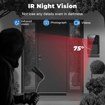 Έξυπνο Wifi Doorbell Υπαίθρια Κάμερα Υψηλής Ευκρίνειας Anti-Theft Door Bell Night Vision Home Οθόνη πόρτας Τηλέφωνο Φωνή