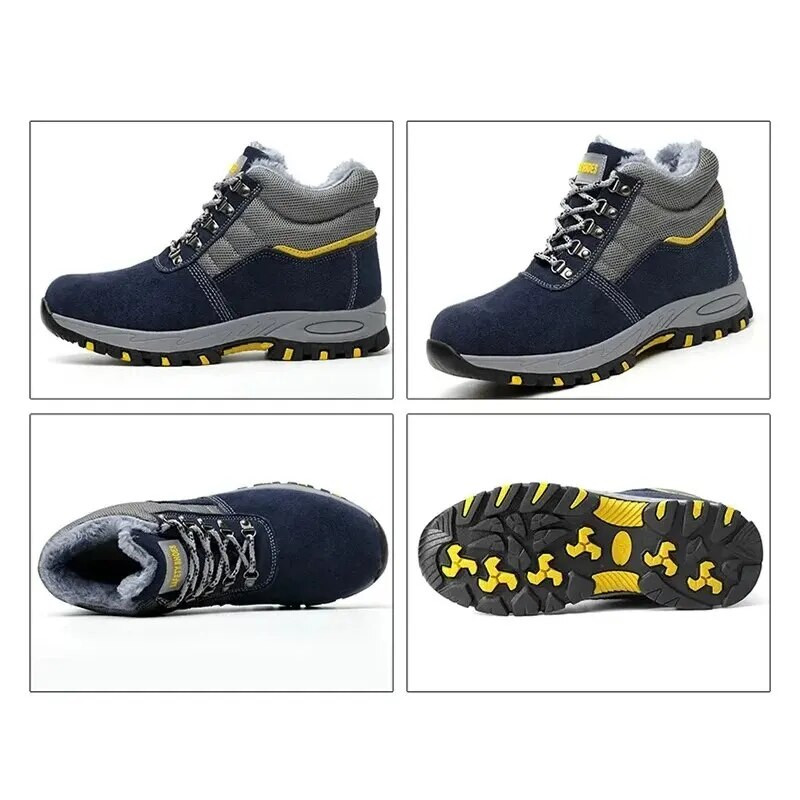 Ανδρικές μπότες υψηλής ποιότητας Ατσάλινες μπότες ασφαλείας Μπότες εργασίας Ανδρικές μπότες εργασίας με προστασία από τρύπημα Λούτρινα ζεστά παπούτσια ασφαλείας
