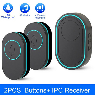 Elecpow Νέο Ασύρματο Κουδούνι Πόρτας IP65 Αδιάβροχο Έξυπνο Κουδούνι Πόρτας 39 Τραγούδια 4 Όγκοι Επιπέδων 150 Μέτρα Κουδούνια πόρτας μεγάλων αποστάσεων