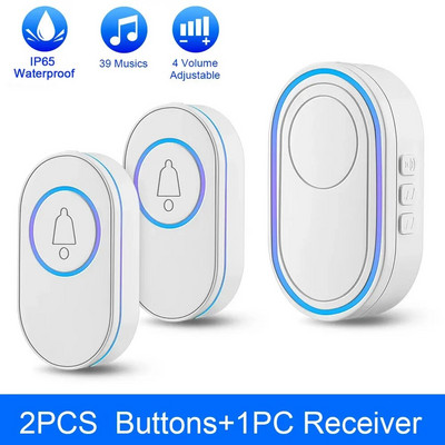 Elecpow Νέο Ασύρματο Κουδούνι Πόρτας IP65 Αδιάβροχο Έξυπνο Κουδούνι Πόρτας 39 Τραγούδια 4 Όγκοι Επιπέδων 150 Μέτρα Κουδούνια πόρτας μεγάλων αποστάσεων