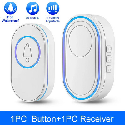 Elecpow Νέο Ασύρματο Κουδούνι Πόρτας IP65 Αδιάβροχο Έξυπνο Κουδούνι Πόρτας 39 Τραγούδια 4 Όγκοι Επιπέδων 150 Μέτρα Κουδούνια πόρτας μεγάλων αποστάσεων